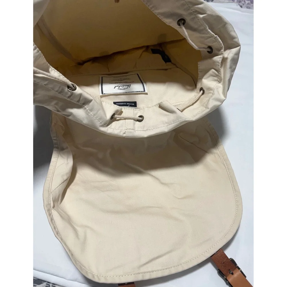 Herschel Little America Backpack Heavyweight Canvas Cream Tan Leather NWT $190